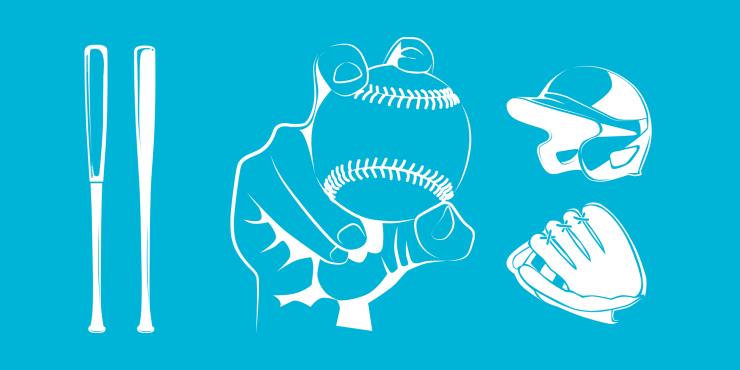 illustration of softball equipment